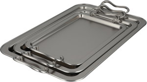 طقم صواني تقديم استيل الجهوري، 3 قطع - فضي product image 2