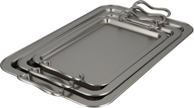 طقم صواني تقديم استيل الجهوري، 3 قطع - فضي product image 2