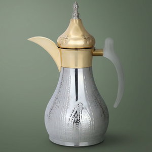 Al Saif Gallery Haila Thermos, 1 liter, transparent handle, steel inner case, steel outer case - silver product image