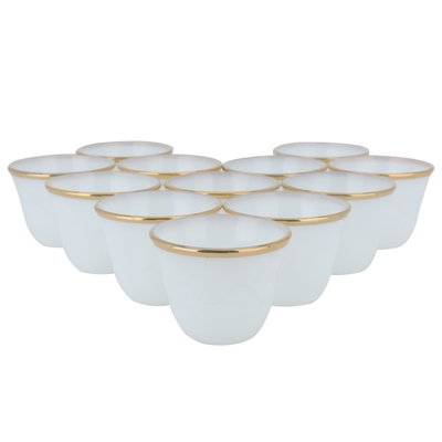 طقم فناجين قهوة عربي مع صحون بورسلان السيف غاليري، 12 قطعة - ابيض product image 1