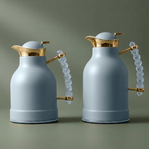 Al Saif Gallery Farida Thermos Set, 1/0.7 Liter, Inner Case Tempered Glass Outer Casing Steell - Light Gray product image