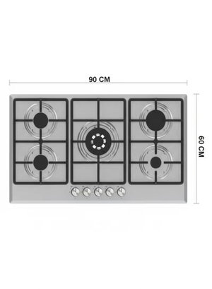 موقد غاز مدمج كومتل، 90×60 سم، 5 شعلات، M9-50BTF - فضي product image 2