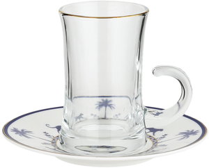 طقم بيالات زجاج السيف غاليري، 13 سم، 12 قطعة، صحون بورسلان - أبيض أزرق product image 2