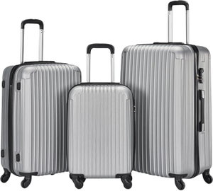 طقم شنط سفر ABS ليمرا، 3 مقاسات، 4 عجلات، WM-216-3PCS - فضي product image