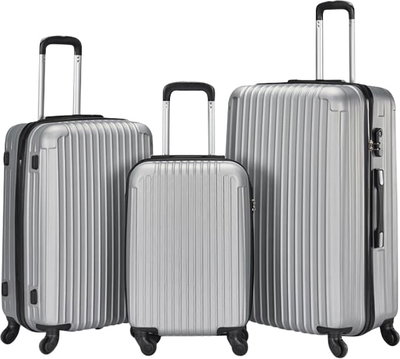 طقم شنط سفر ABS ليمرا، 3 مقاسات، 4 عجلات، WM-216-3PCS - فضي product image 1