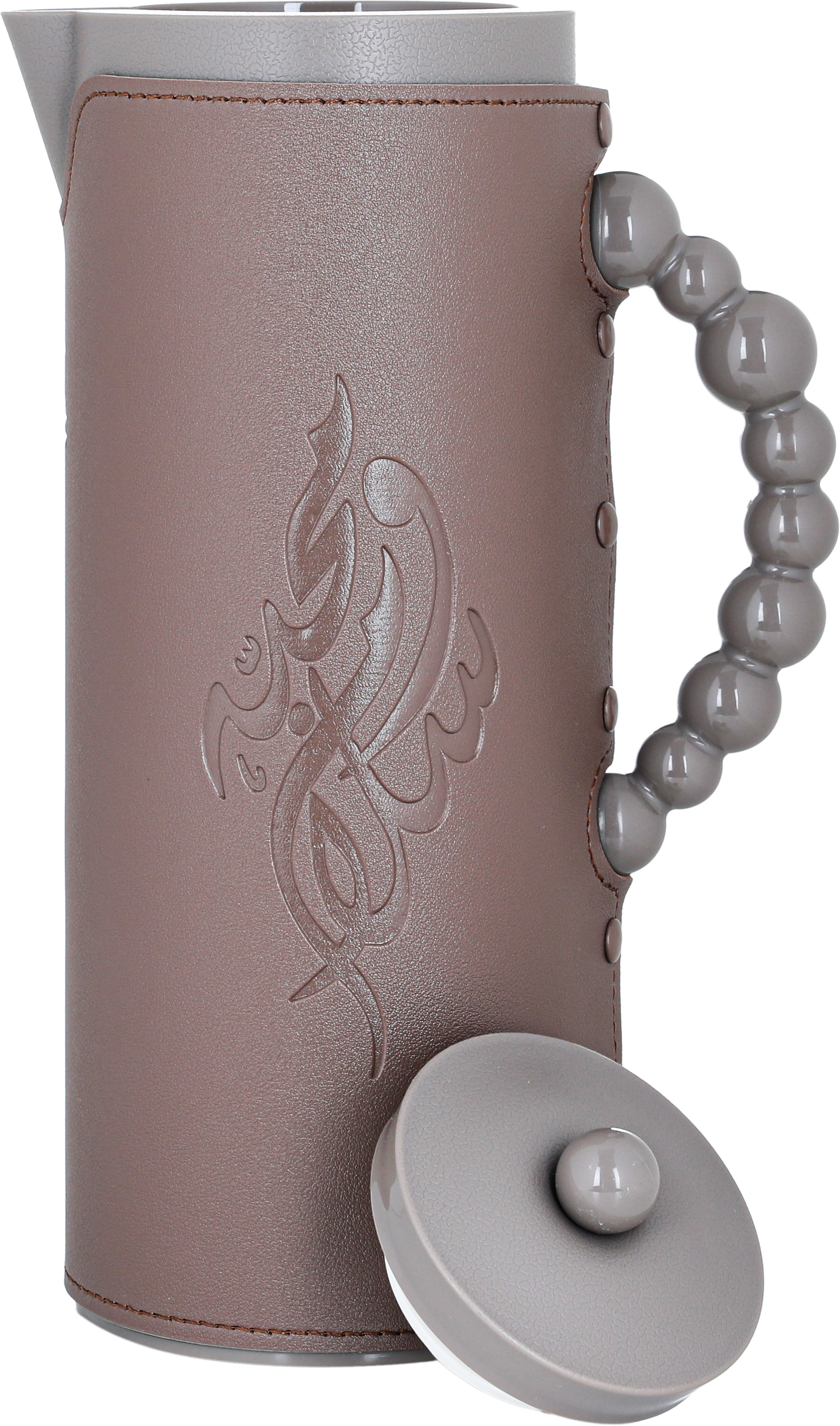 Al Saif Gallery Royal 7 thermos glass, 1 liter, plastic outer shell with leather cover - Cappuccino product image 2
