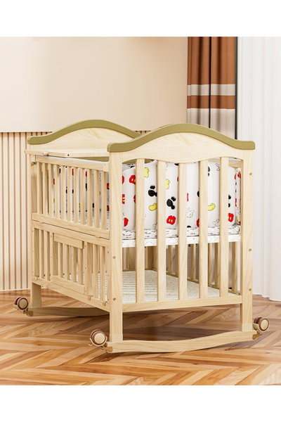 سرير اطفال قابل للتعديل فان مومنت، 100×55×98 سم، عجلات دوارة - خشبي product image 6