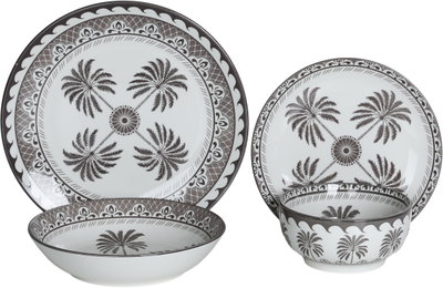 طقم سفرة بورسلان السيف غاليري، 24 قطعة، رسمة نخل بني - أبيض بني product image 1