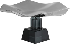 ستاند تقديم ستانلس استيل السيف غاليري، 23x23x12 سم، قاعدة مربع زجاج، مموج - أسود product image 2