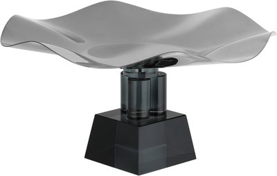 ستاند تقديم ستانلس استيل السيف غاليري، 23x23x12 سم، قاعدة مربع زجاج، مموج - أسود product image 2