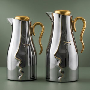 Al Saif Gallery Hawaa Thermos Set, 0.7/1 Liter, 2 Pieces, Inner Glass Case, Outer Plastic Body - Glossy Black product image