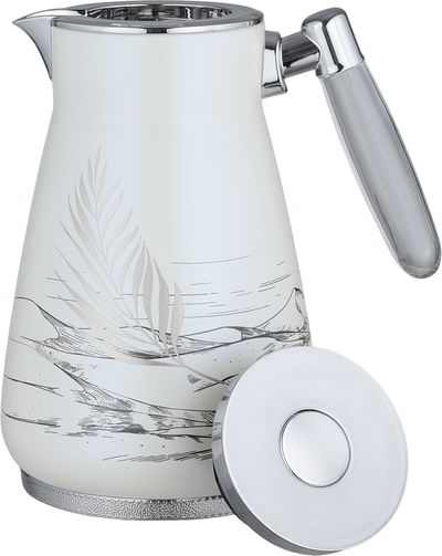 طقم ترامس سكون السيف غاليري، 0.75 / 1 لتر، 2 قطعة، حافظة داخلية زجاج، هيكل خارجي أستيل، ضغاط، يد شفاف - أبيض لؤلؤي فضي product image 5