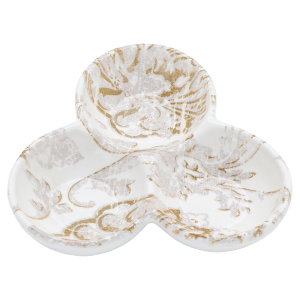 Al Saif Gallery porcelain serving plate, round, divided, floral pattern, 3 squares - white product image 2