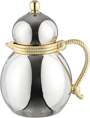 Al Saif Gallery Stainless Steel Dallah Thermos, 0.5 Liter, Gold Handle, Self-Service, Push-Button - Gold/Silver product image 2