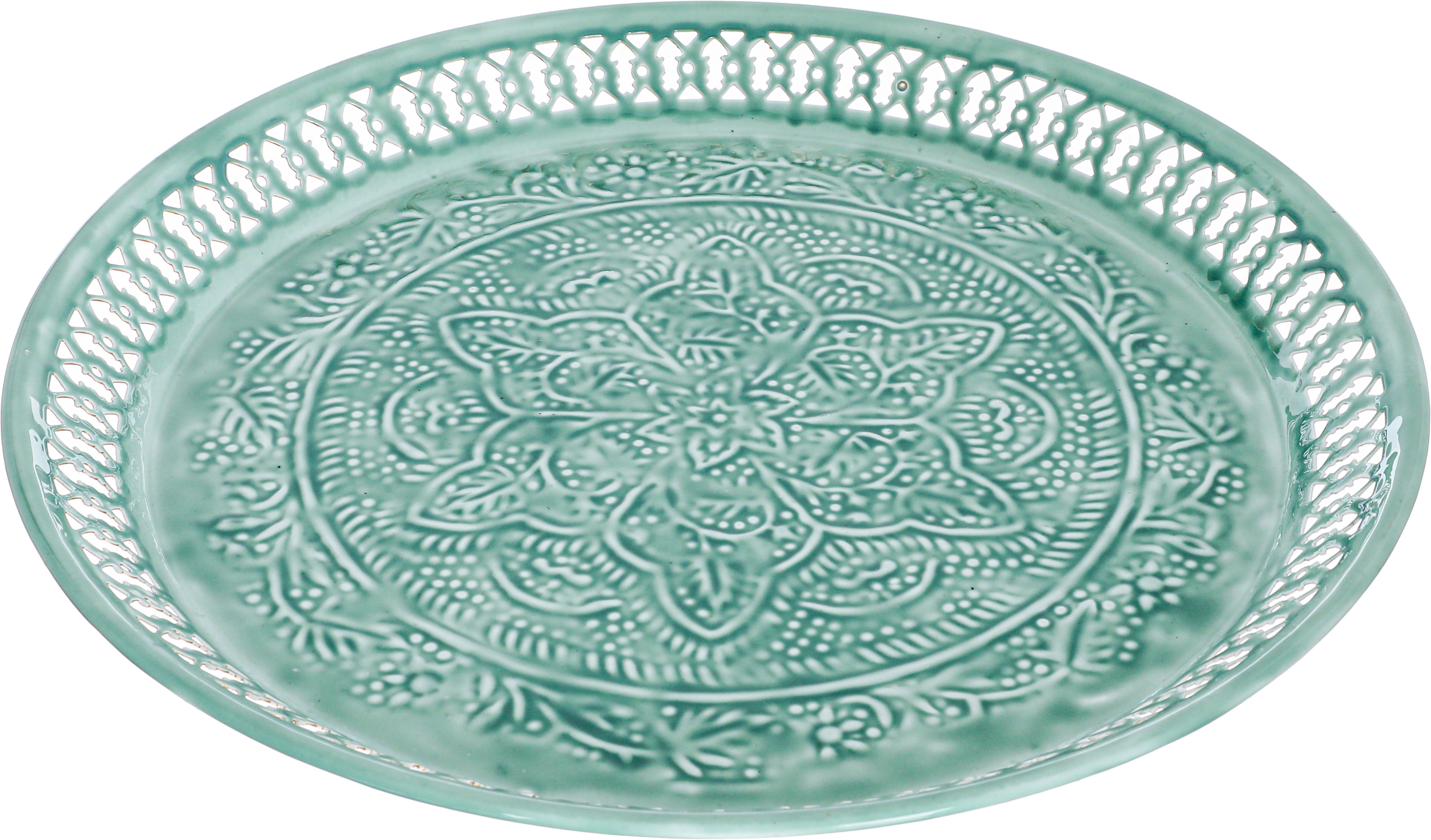 Al Saif Gallery Steel Tray, 42.5 x 42.5 x 3.5 cm, Round - Light Green product image