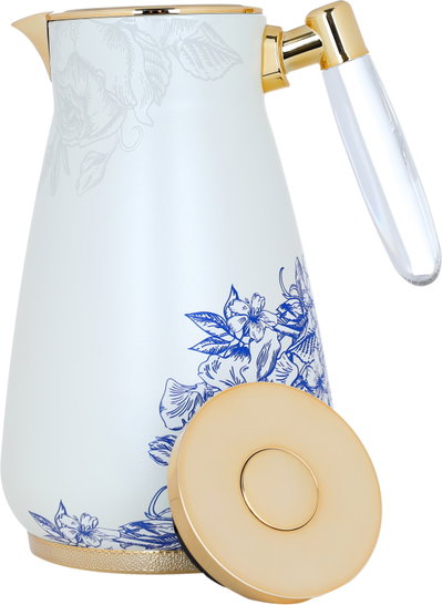 Al Saif Gallery Victoria thermos set, 1/0.75 liter, thermal glass inner container, steel outer shell - golden white product image 4