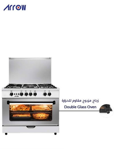 فرن غاز ارو، 60×90سم، 5 شعلات، RO-9060GSF - فضي اسود product image 7