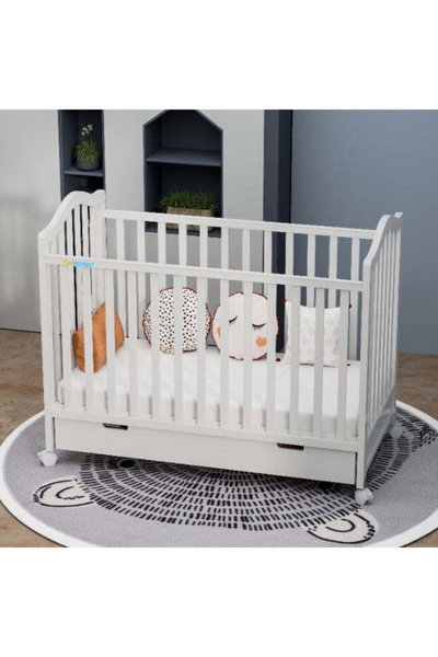 سرير اطفال خشب الصنوبر فان مومنت، 120×60 سم، مزود بدرج تخزين - ابيض product image 5