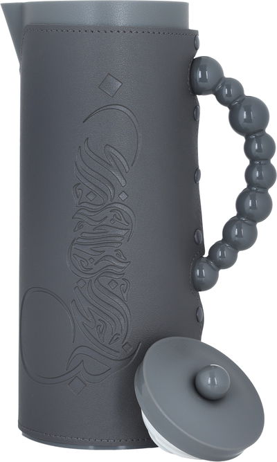 Al Saif Gallery Royal 7 glass thermos, 1 liter, plastic outer shell with leather cover - gray product image 2