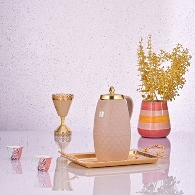 ترمس الهنوف تايملس، 1 لتر، حافظة داخلية زجاج حراري - بني فاتح product image 5