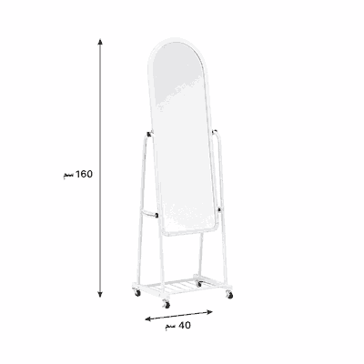 مراية ستاند زجاج، 160×40 سم، ستاند معدن - ابيض product image 3