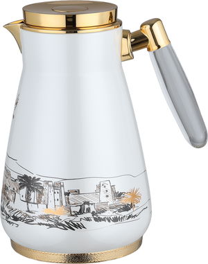 طقم ترامس أصال السيف غاليري، 0.75 / 1 لتر، 2 قطعة، حافظة داخلية زجاج، هيكل خارجي أستيل، ضغاط، يد شفاف - أبيض لؤلؤي ذهبي product image 2