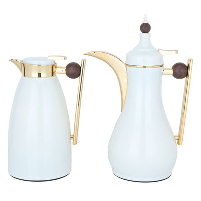 Al Saif Gallery Alaa thermos set, 1/1 liter, two pieces, thermal glass inner container, steel outer shell - `white product image 2