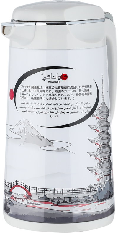 ترمس فوجي كاواساكي، 1 لتر، خامة داخلية زجاج، هيكل خارجي ستانلس استيل - أبيض فضي product image 4