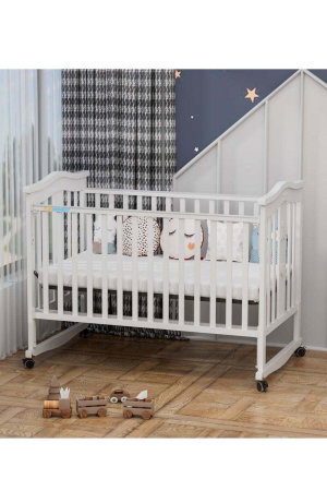سرير اطفال خشب الصنوبر فان مومنت، 120×60 سم، مع ناموسية - ابيض product image 2