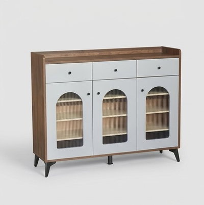 خزانة احذية خشب MDF، 35×120×95 سم، 3 ابواب - بني ابيض product image 3