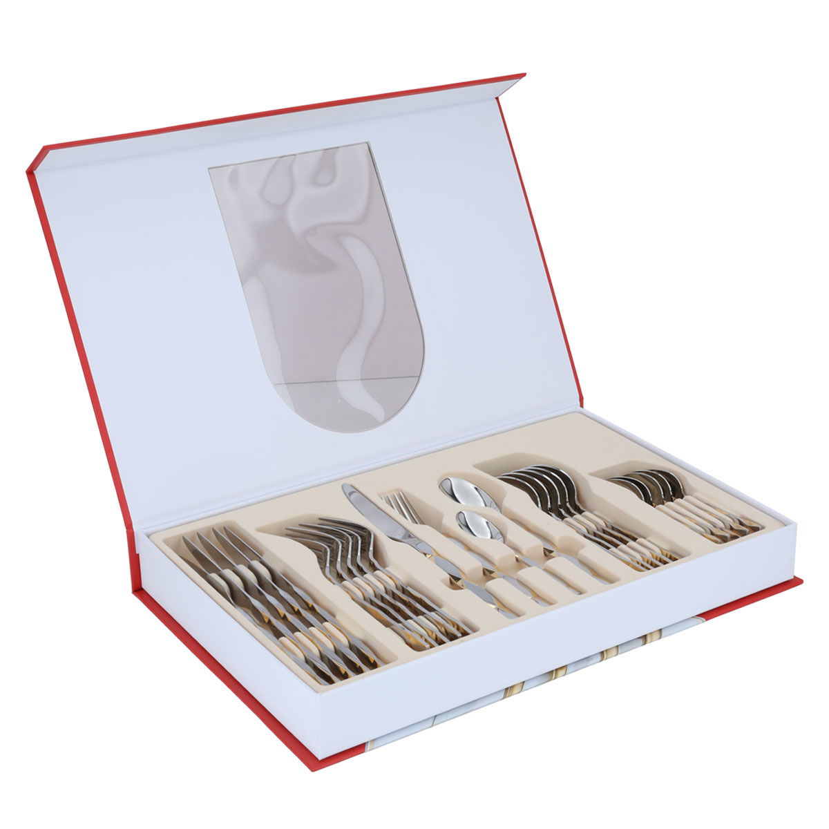 Al Saif Gallery steel cutlery set, 24 pieces, gold-silver pattern product image