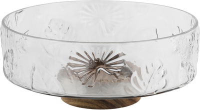 Al Saif Gallery Glass Serving Bowl, 21x21x9 cm, Wooden Base - Wooden Glass product image 1