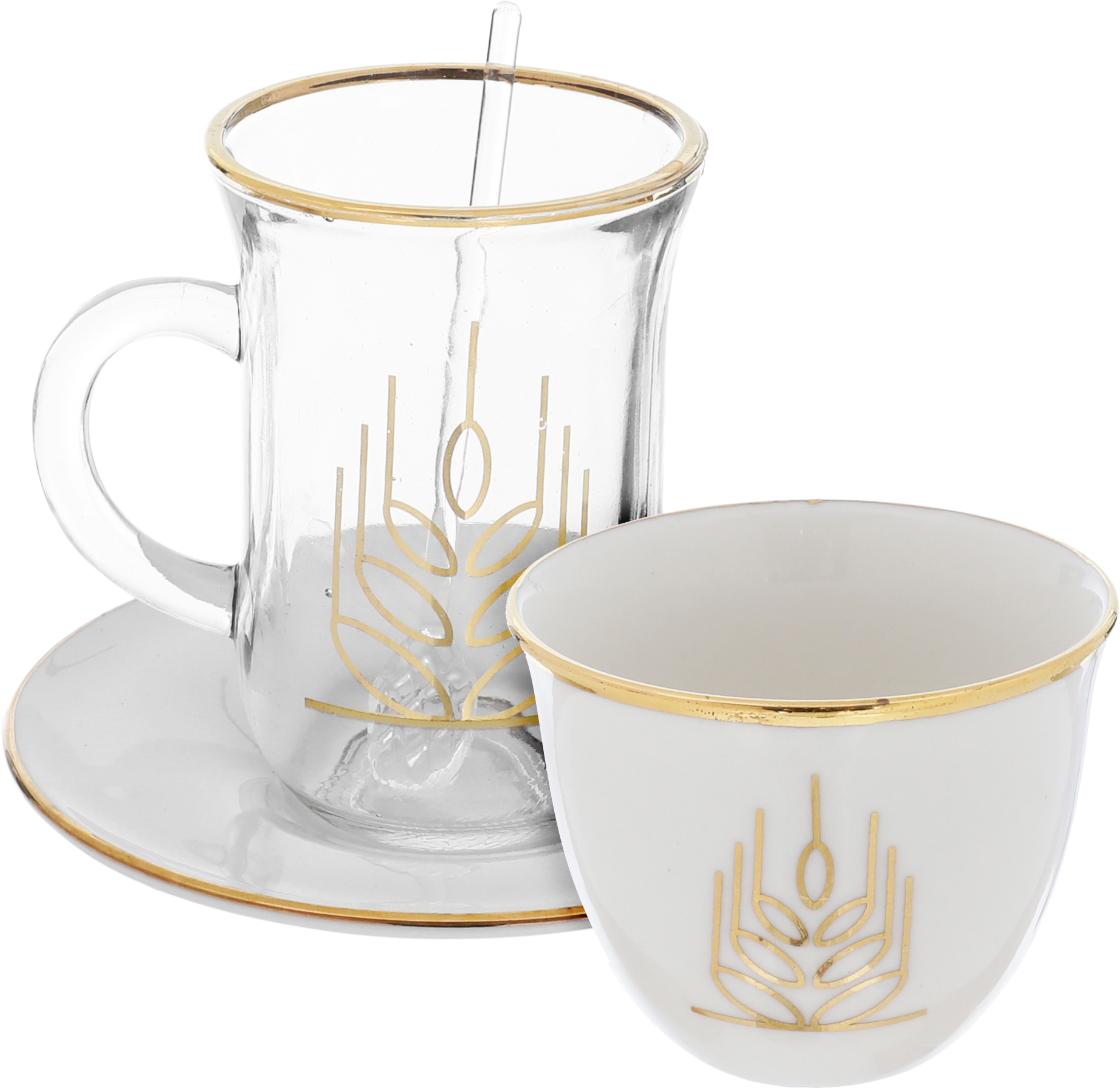 طقم اكواب شاي تالا بورسلان رويال جلاس، 24 قطعة - ابيض ذهبي product image