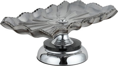 Al Saif Gallery Stadt Stainless Steel Glass Serving Stand, Round, Silver Base, 30X17X12 Cm - Silver Black product image 2
