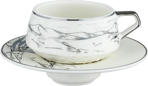 طقم فناجين قهوة تركي بورسلان السيف غاليري، 12 قطعة، 85 مل - ابيض فضي product image 2