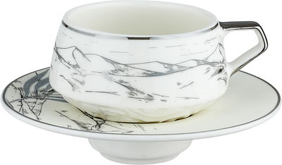 طقم فناجين قهوة تركي بورسلان السيف غاليري، 12 قطعة، 85 مل - ابيض فضي product image 2