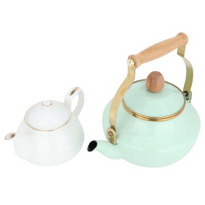 Al Saif Gallery Steel Samovar Teapot Set, 2/0.75 Liter, 2 Pieces - White Green product image 2