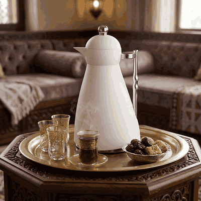 ترمس نور جلوري، 1 لتر، حافظة داخلية زجاج، ضغاط، يد فضي - أبيض product image 2