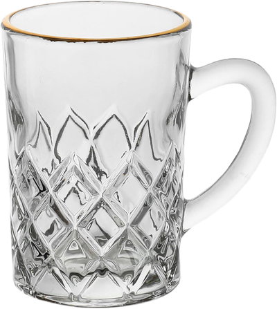 طقم بيالات شاي زجاج ماكس جلاس، بخط ذهبي 6 قطع - شفاف product image 2
