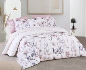طقم لحاف ساليرنو مايكروفايبر، 240x260 سم، نفرين، 9 قطع - ابيض وردي product image 2