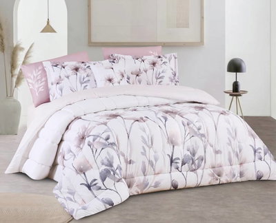 طقم لحاف ساليرنو مايكروفايبر، 240x260 سم، نفرين، 9 قطع - ابيض وردي product image 2