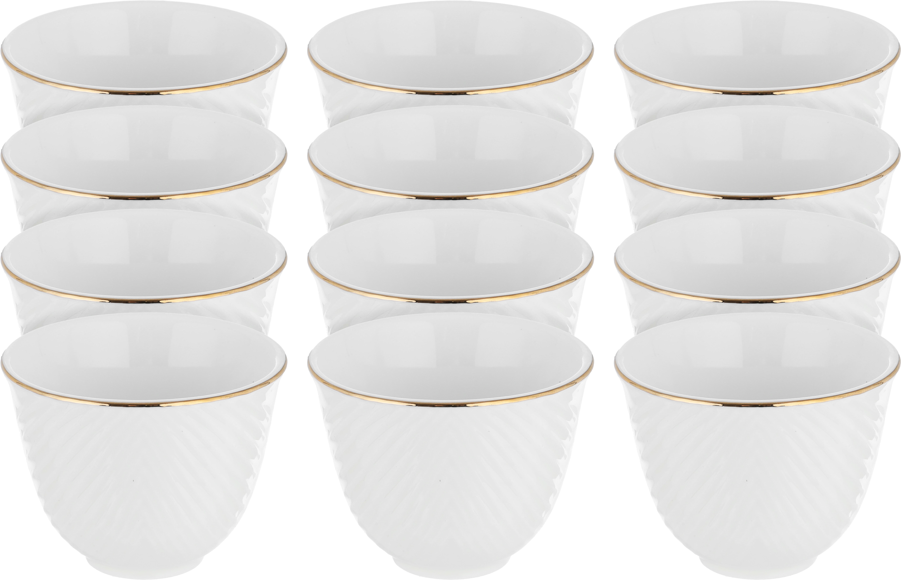 Al Saif Gallery porcelain Arabic coffee cups set, 12 pieces, with gold-cream font product image