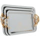Al Saif Gallery steel topper set, 53×33×2 / 48×30×2 / 43×27×2 cm, rectangular, gilded hand woodwork, 3 pieces - silver product image 2