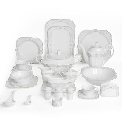 طقم سفرة بورسلان السيف غاليري، 166 قطعة، نقش ذهبي - ابيض product image 1