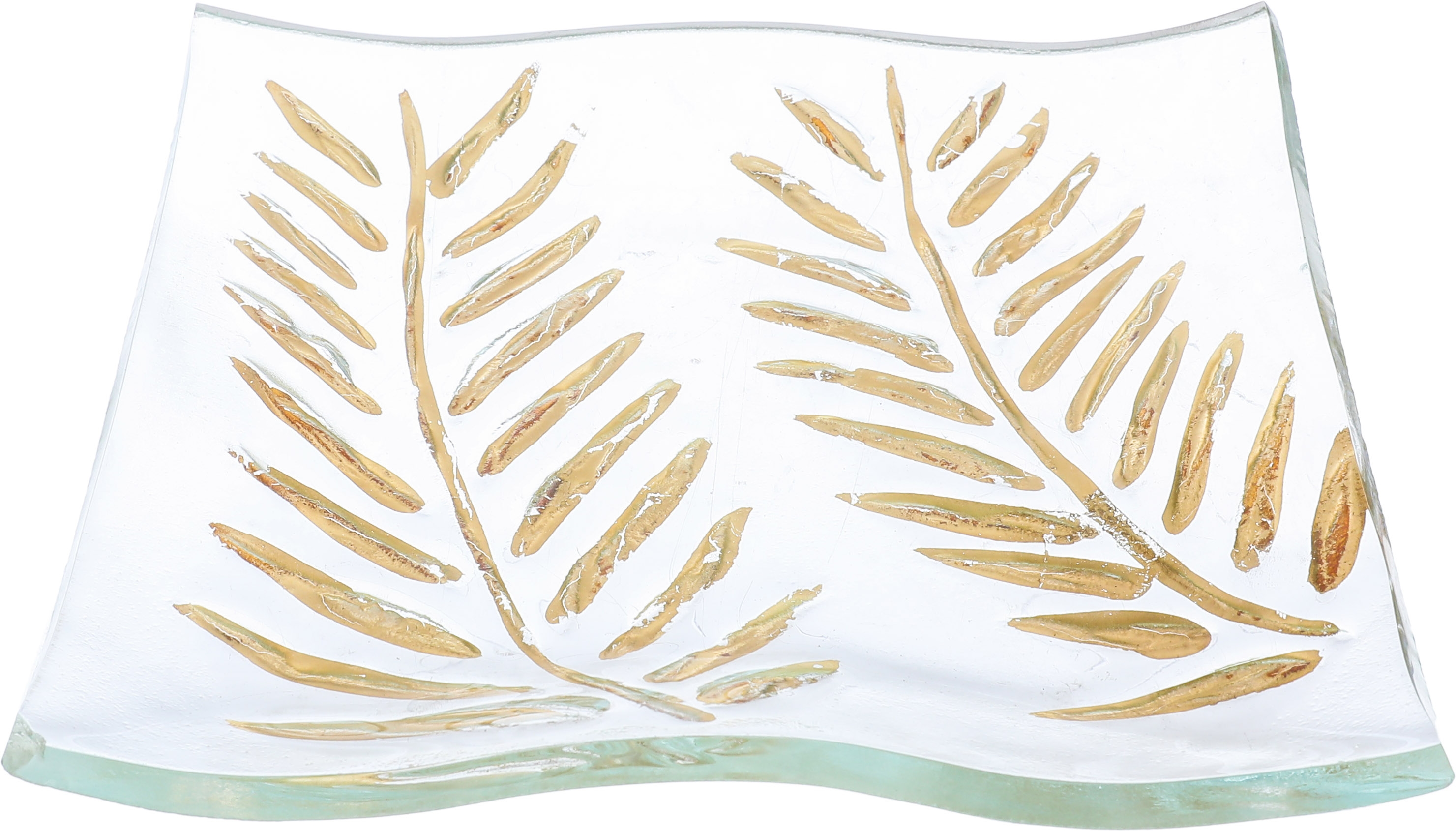 Al Saif Gallery Glass Dessert Dish, 22.5 X 22.5 X 3 Cm - Clear Gold product image
