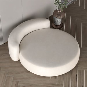 Modern Swedish wood chair, 90x115x70 cm, chenille fabric - off-white product image