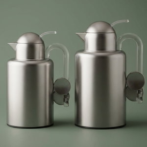 AlAl Saif Gallery Ikram Thermos Set, 1/1.5 Liter, Glass Inner Material, Transparent Handle - Silver product image