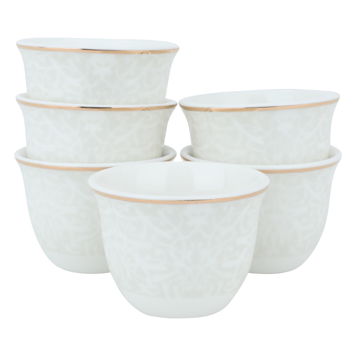 Jiyad Porcelain Tea and Coffee Serving Set + Al Saif Gallery Glass, 26 Pieces - Transparent White product image 2