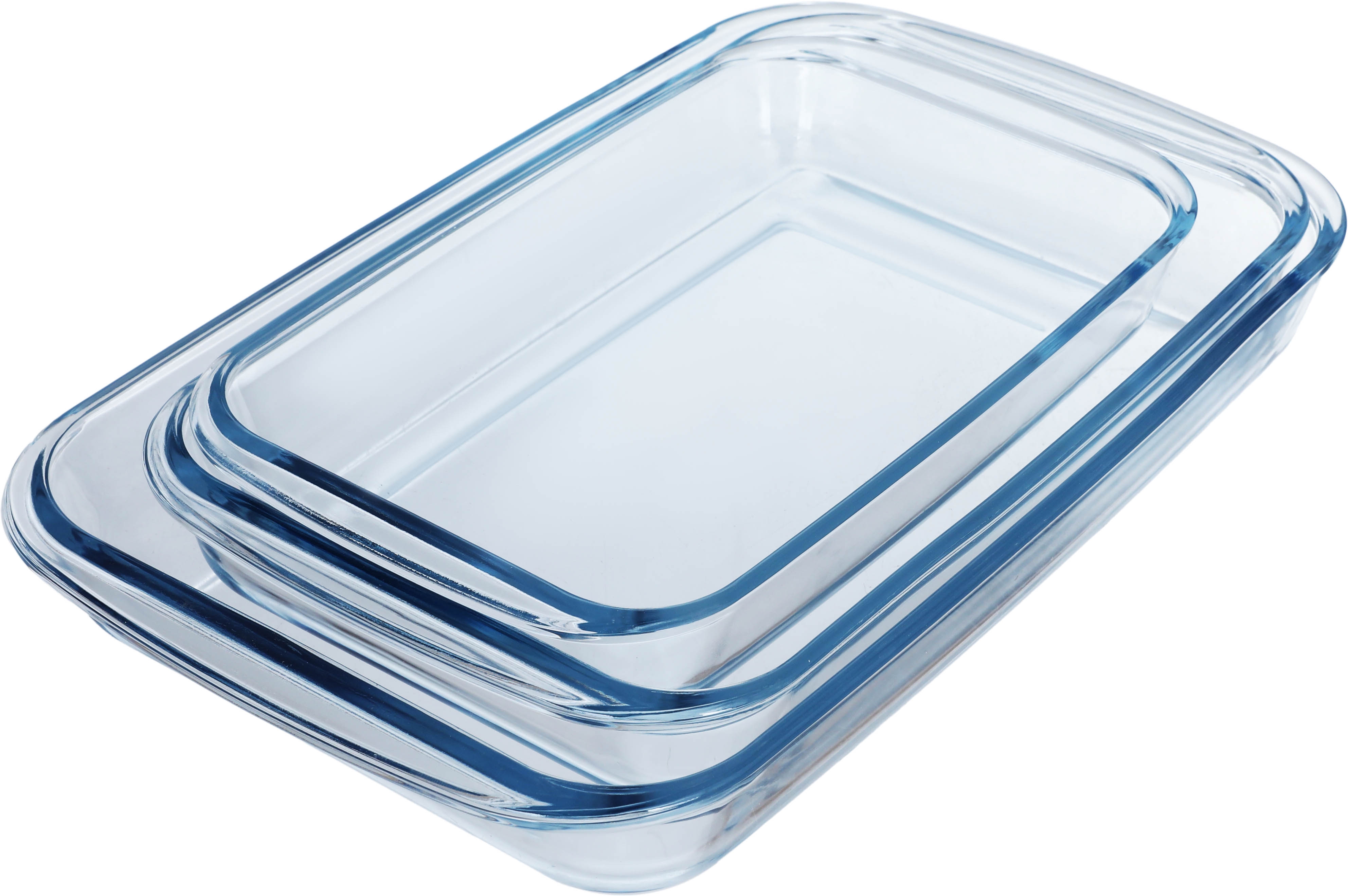 طقم صواني فرن زجاج بحامل معدن ماكس جلاس، 3 قطع، مستطيل - شفاف product image