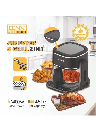 قلاية هوائية دينكس، 1800 واط، 4.5 لتر، 8 وظائف، DX3411 - اسود product image 3